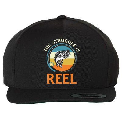 The Struggle Is Reel Bass Fishing Wool Snapback Cap