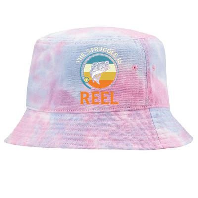 The Struggle Is Reel Bass Fishing Tie-Dyed Bucket Hat