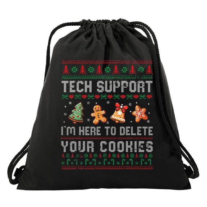 Tech Support IM Here To Delete Your Cookies Christmas Xmas Gift Drawstring Bag