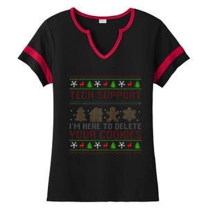 Tech Support IM Here To Delete Your Cookies Christmas Xmas Ladies Halftime Notch Neck Tee