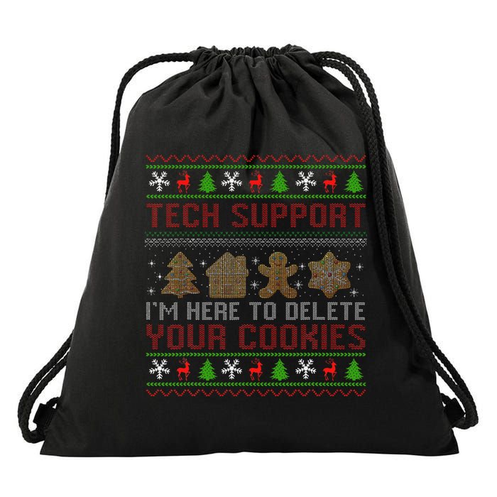 Tech Support IM Here To Delete Your Cookies Christmas Xmas Drawstring Bag