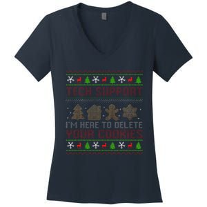 Tech Support IM Here To Delete Your Cookies Christmas Xmas Women's V-Neck T-Shirt