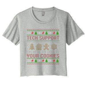 Tech Support IM Here To Delete Your Cookies Christmas Xmas Women's Crop Top Tee