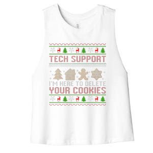 Tech Support IM Here To Delete Your Cookies Christmas Xmas Women's Racerback Cropped Tank