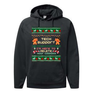 Tech Support IM Here To Delete Your Cookies Christmas Xmas Performance Fleece Hoodie