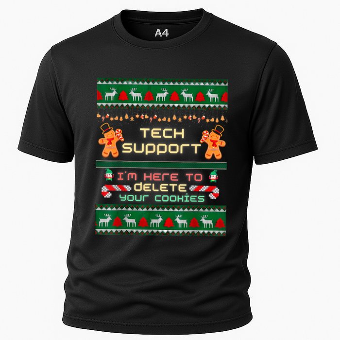 Tech Support IM Here To Delete Your Cookies Christmas Xmas Cooling Performance Crew T-Shirt