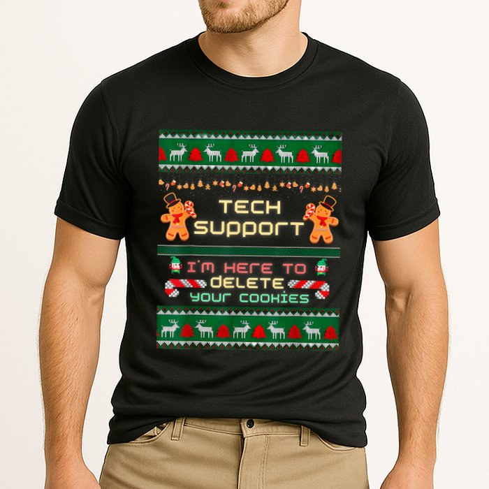 Tech Support IM Here To Delete Your Cookies Christmas Xmas Cooling Performance Crew T-Shirt