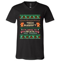 Tech Support IM Here To Delete Your Cookies Christmas Xmas V-Neck T-Shirt