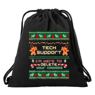 Tech Support IM Here To Delete Your Cookies Christmas Xmas Drawstring Bag
