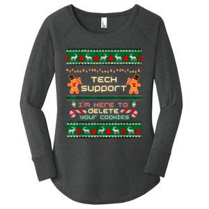 Tech Support IM Here To Delete Your Cookies Christmas Xmas Women's Perfect Tri Tunic Long Sleeve Shirt