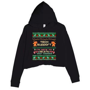 Tech Support IM Here To Delete Your Cookies Christmas Xmas Crop Fleece Hoodie