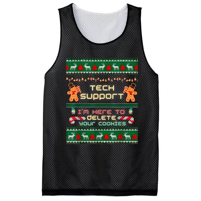 Tech Support IM Here To Delete Your Cookies Christmas Xmas Mesh Reversible Basketball Jersey Tank