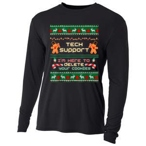 Tech Support IM Here To Delete Your Cookies Christmas Xmas Cooling Performance Long Sleeve Crew