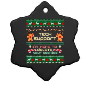 Tech Support IM Here To Delete Your Cookies Christmas Xmas Ceramic Star Ornament