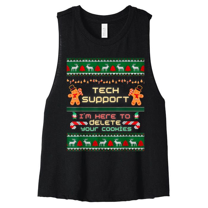 Tech Support IM Here To Delete Your Cookies Christmas Xmas Women's Racerback Cropped Tank