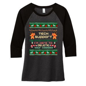 Tech Support IM Here To Delete Your Cookies Christmas Xmas Women's Tri-Blend 3/4-Sleeve Raglan Shirt