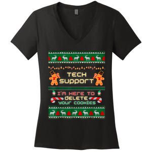 Tech Support IM Here To Delete Your Cookies Christmas Xmas Women's V-Neck T-Shirt