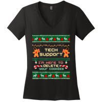 Tech Support IM Here To Delete Your Cookies Christmas Xmas Women's V-Neck T-Shirt