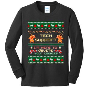 Tech Support IM Here To Delete Your Cookies Christmas Xmas Kids Long Sleeve Shirt