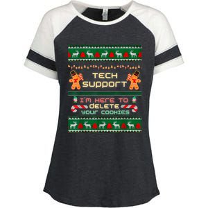 Tech Support IM Here To Delete Your Cookies Christmas Xmas Enza Ladies Jersey Colorblock Tee