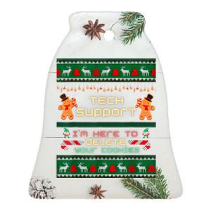 Tech Support IM Here To Delete Your Cookies Christmas Xmas Ceramic Bell Ornament