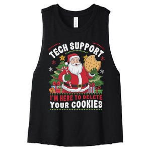 Tech Support IM Here To Delete Your Cookies Tech Christmas Women's Racerback Cropped Tank