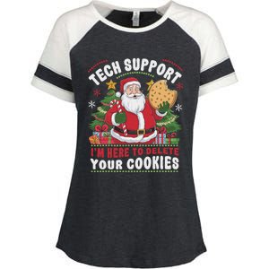 Tech Support IM Here To Delete Your Cookies Tech Christmas Enza Ladies Jersey Colorblock Tee