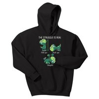 The Struggle Is Real Funny Dinosaur Trex Gym Workout Kids Hoodie