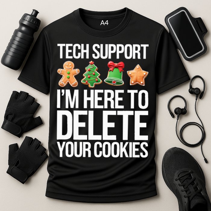 Tech Support IM Here To Delete Your Cookies Christmas Cooling Performance Crew T-Shirt