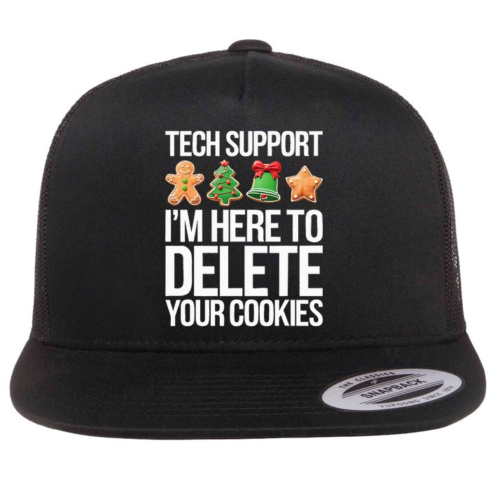 Tech Support IM Here To Delete Your Cookies Christmas Flat Bill Trucker Hat