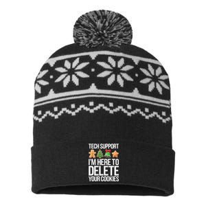 Tech Support IM Here To Delete Your Cookies Christmas USA-Made Snowflake Beanie