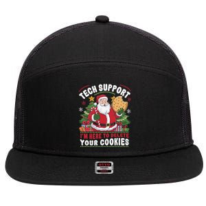 Tech Support IM Here To Delete Your Cookies Tech Christmas 7 Panel Mesh Trucker Snapback Hat