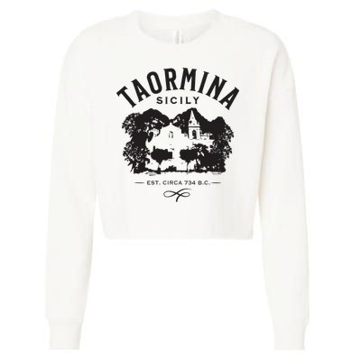 Taormina Sicily Italy Souvenir Design Cropped Pullover Crew