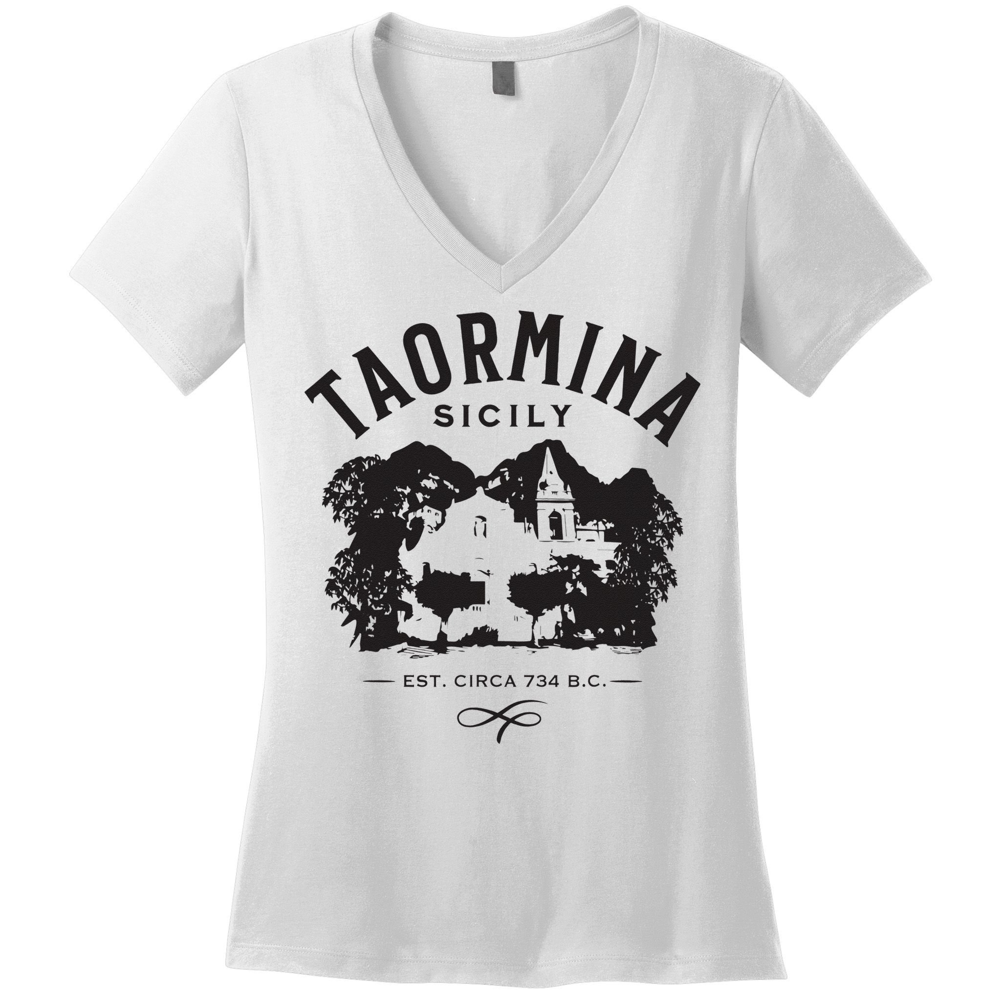 Taormina Sicily Italy Souvenir Design Women's V-Neck T-Shirt