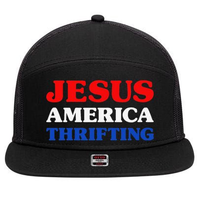 Thrift Shopping I Love Thrifting Jesus And Thrifting 7 Panel Mesh Trucker Snapback Hat