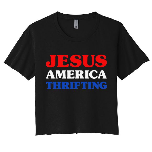 Thrift Shopping I Love Thrifting Jesus And Thrifting Women's Crop Top Tee