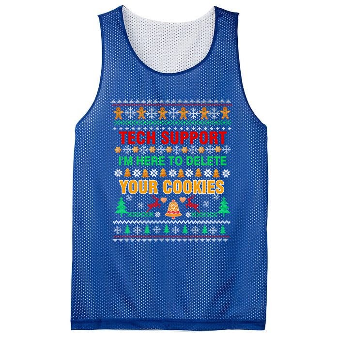 Tech Support IM Here To Delete Your Cookies Christmas Ugly Great Gift Mesh Reversible Basketball Jersey Tank