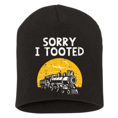 Train Sorry I Tooted Funny Locomotive Railroad Short Acrylic Beanie