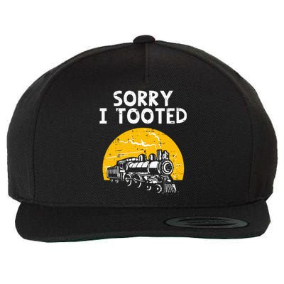 Train Sorry I Tooted Funny Locomotive Railroad Wool Snapback Cap