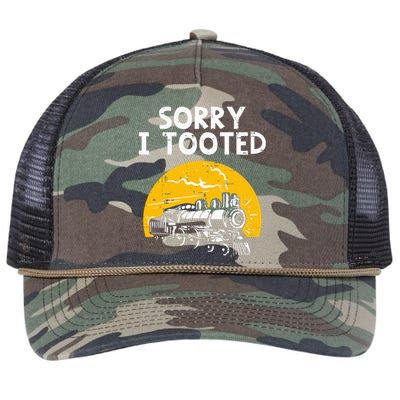 Train Sorry I Tooted Funny Locomotive Railroad Retro Rope Trucker Hat Cap