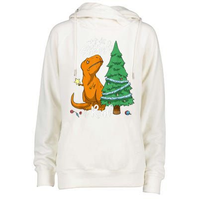 The Struggle Is Real Dinosaur Trex Christmas Tree Xmas Funny  Womens Funnel Neck Pullover Hood