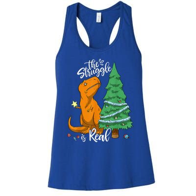 The Struggle Is Real Dinosaur Trex Christmas Tree Xmas Funny  Women's Racerback Tank