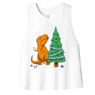 The Struggle Is Real Dinosaur Trex Christmas Tree Xmas Funny  Women's Racerback Cropped Tank