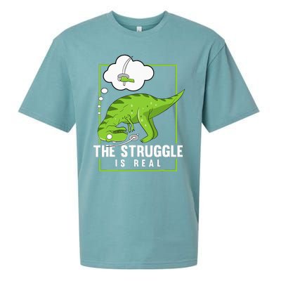 The Struggle Is Real Sword Fighting Dinosaur Fencer Fencing Sueded Cloud Jersey T-Shirt