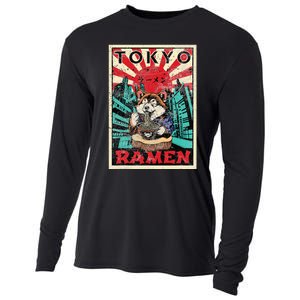 Tokyo Shiba Inu Ramen Noodles Kawaii Japanese Asian Foodie Cooling Performance Long Sleeve Crew