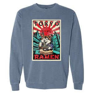 Tokyo Shiba Inu Ramen Noodles Kawaii Japanese Asian Foodie Garment-Dyed Sweatshirt