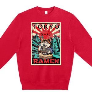 Tokyo Shiba Inu Ramen Noodles Kawaii Japanese Asian Foodie Premium Crewneck Sweatshirt