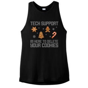 Tech Support I'm Here To Delete Your Cookies Funny Christmas Ladies PosiCharge Tri-Blend Wicking Tank