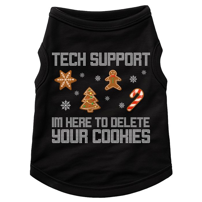 Tech Support I'm Here To Delete Your Cookies Funny Christmas Doggie Tank