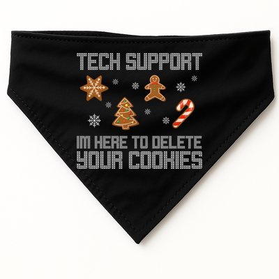 Tech Support I'm Here To Delete Your Cookies Funny Christmas USA-Made Doggie Bandana